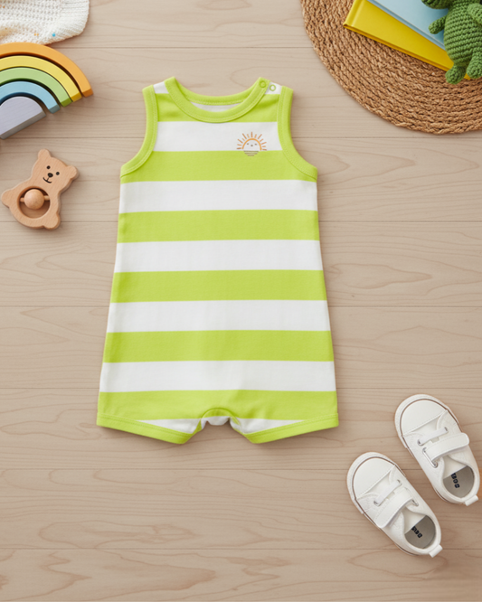 ☀️ Carter’s Baby Boy Neon Sun Romper – Bright Striped Summer Style