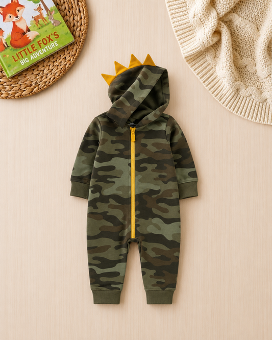 🦖Original Carter's Baby Boy Dino-Camo Hooded Jumpsuit – Adventure Green