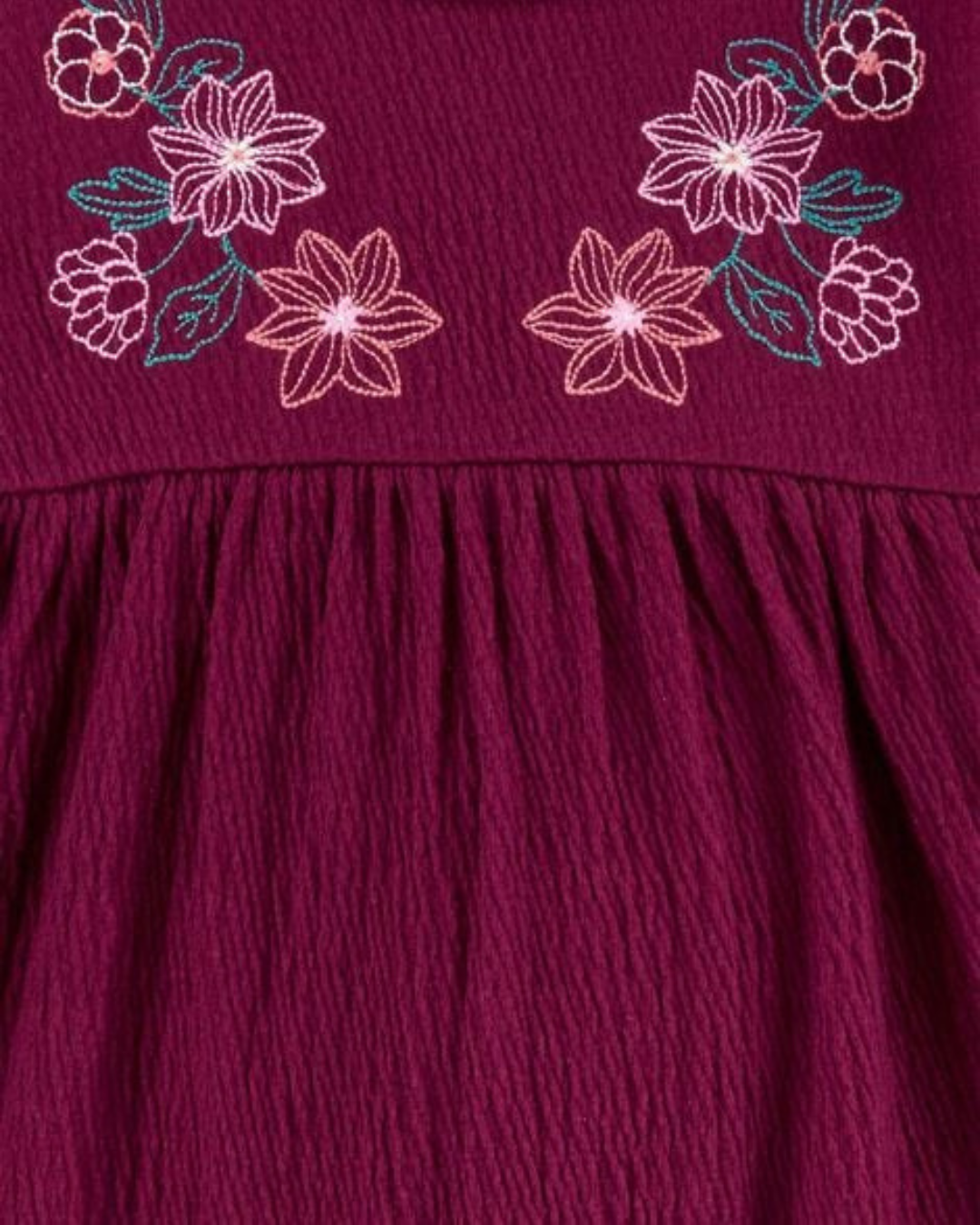 🌸 Original Carter’s Baby Girl Cotton Jumpsuit – Plum Floral Embroidery