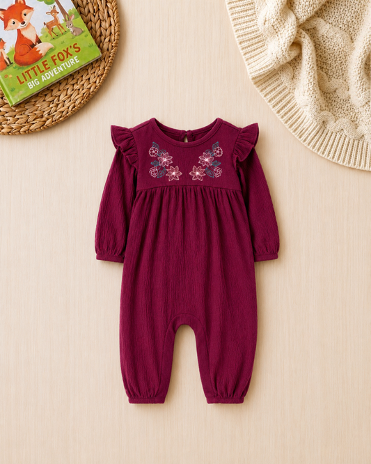🌸Original Carter's Baby Girl Embroidered Gauze Cotton Jumpsuit – Plum Blossom