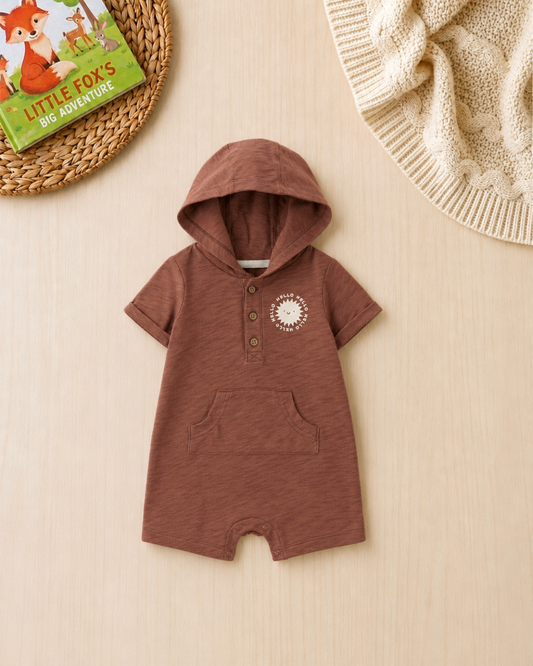☀️Original Carter's Baby Boy "Hello" Sun Hooded Romper – Terracotta Brown