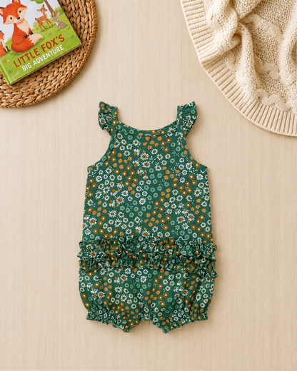 🌼Original Carter's Baby Girl Floral Garden Romper – Deep Teal & Daisy Style