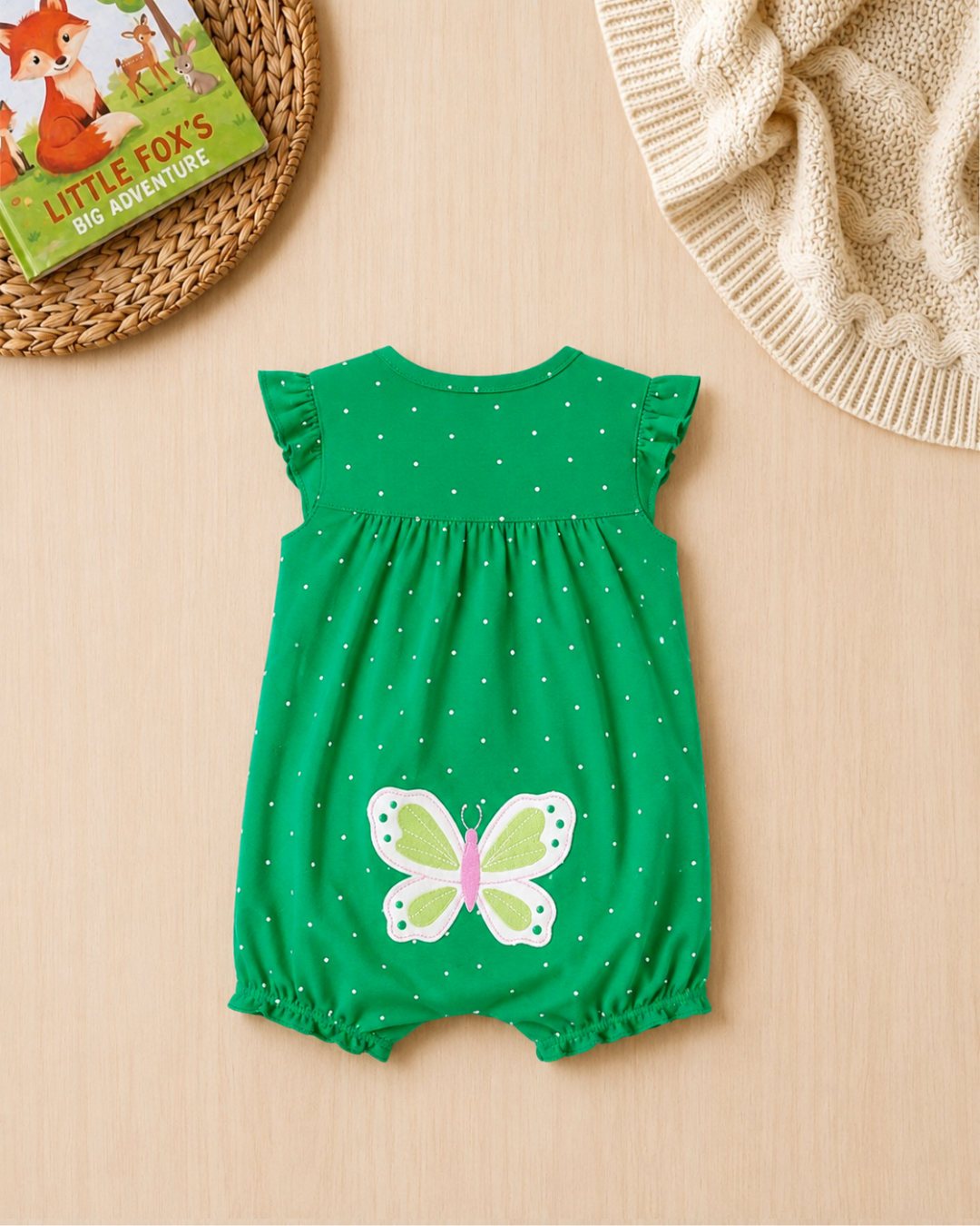 🦋Original Carter's Baby Girl Emerald Dot Romper – Classic Polka Dot Style