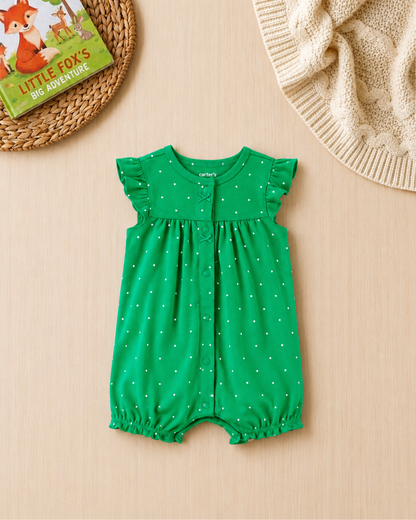 🦋Original Carter's Baby Girl Emerald Dot Romper – Classic Polka Dot Style