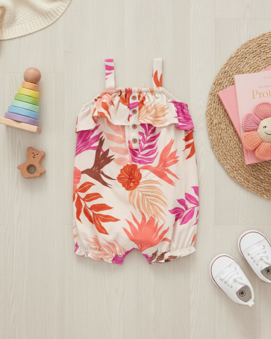 🌺 Carter’s Baby Girl Tropical Floral Romper – Soft Summer Style