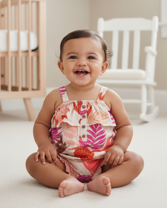 🌺 Carter’s Baby Girl Tropical Floral Romper – Soft Summer Style