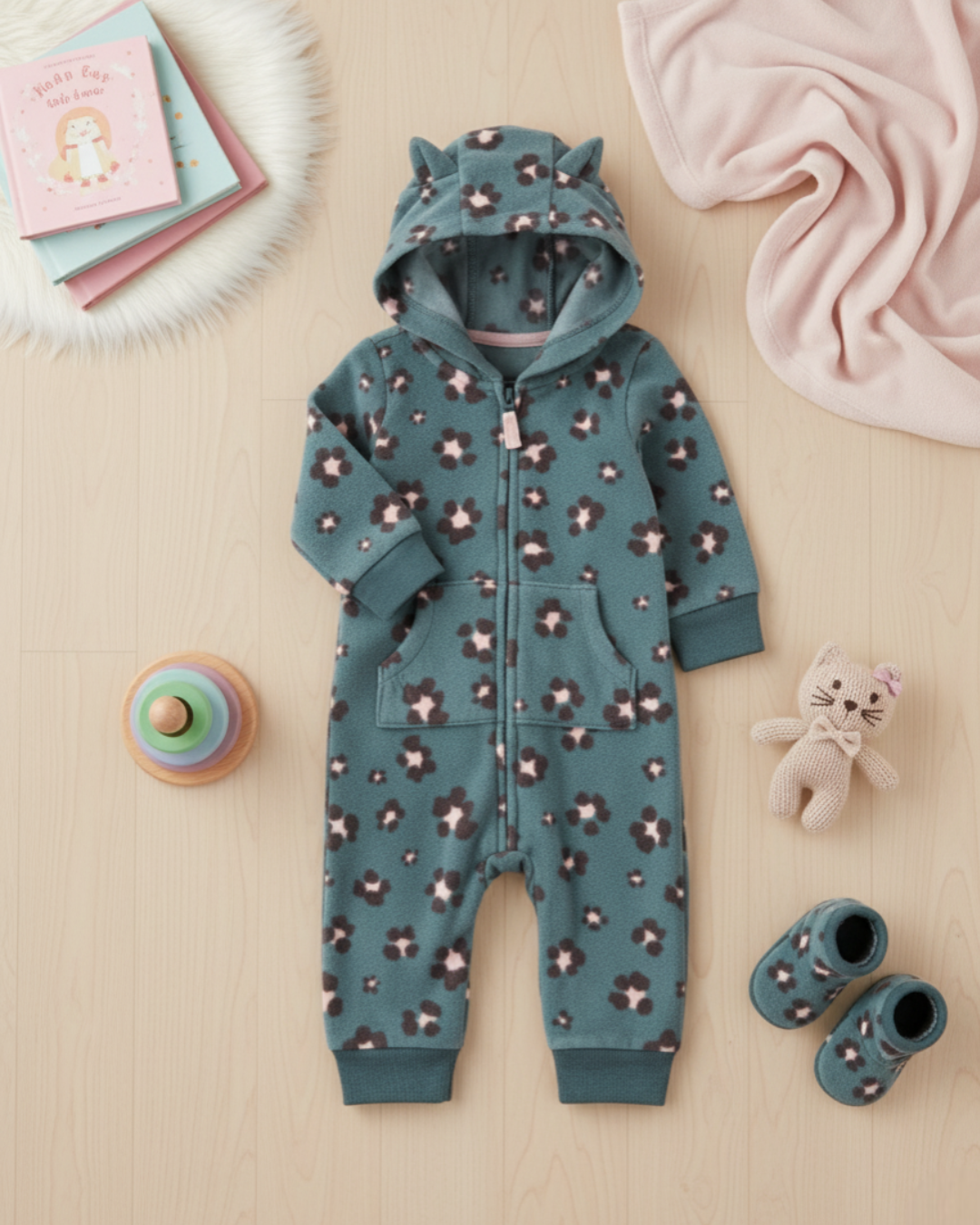 🌸 Baby Girl "Leopard & Sherpa" All-Carter’s Value Pack – 8-Piece Boutique Collection