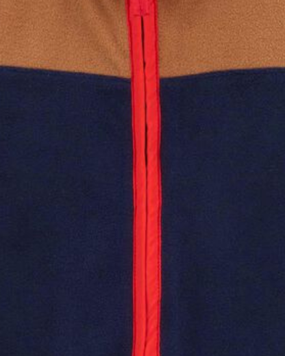 🧡 Original Carter’s Baby Boy Fleece Jumpsuit – Navy & Camel Color Block