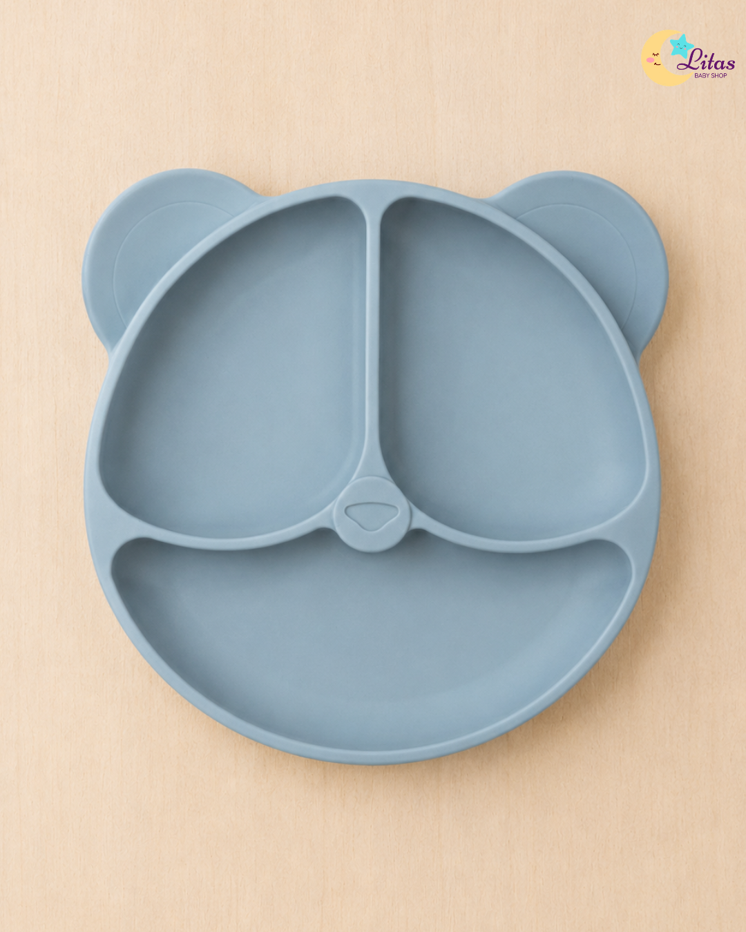 🐻 Baby Boy 6-Piece Feeding Set – Gray Blue Bear
