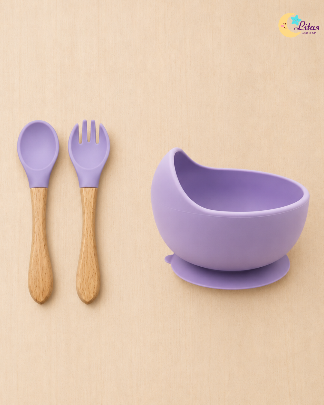 🐻 Baby Girl 6-Piece Feeding Set – Purple Lavender Bear