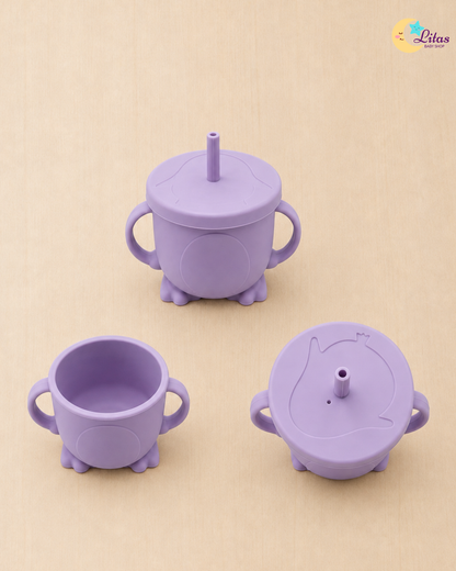 🐻 Baby Girl 6-Piece Feeding Set – Purple Lavender Bear