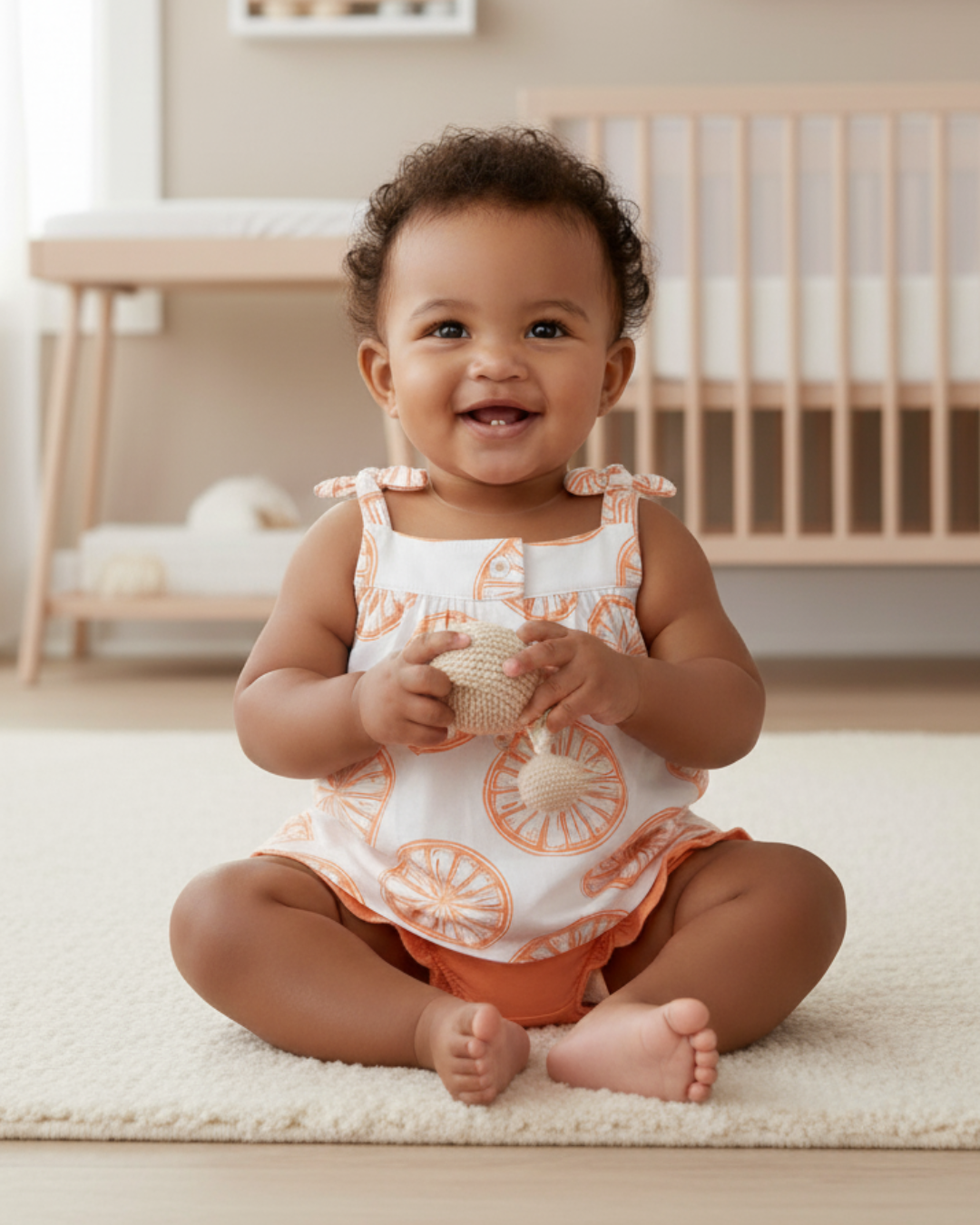 🍊 Carter’s Baby Girl 3-Piece Citrus Punch Summer Set – Peach & Orange