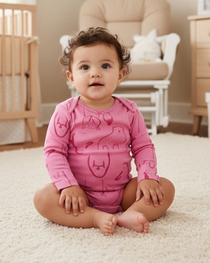 ❄️ Carter’s Original Baby Girl Long-Sleeve Bodysuits – Fair Isle & Soft Prints (4-Pack)