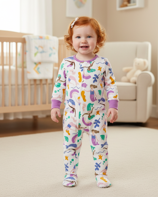 🧜‍♀️ Carter’s Baby Girl Colorful Mermaid Cotton Sleep & Play – Magical Under the Sea