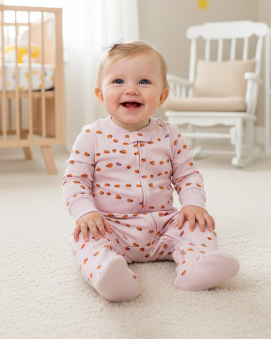 🐞 Carter’s Baby Girl Lilac Ladybug Cotton Sleep & Play – Character Feet