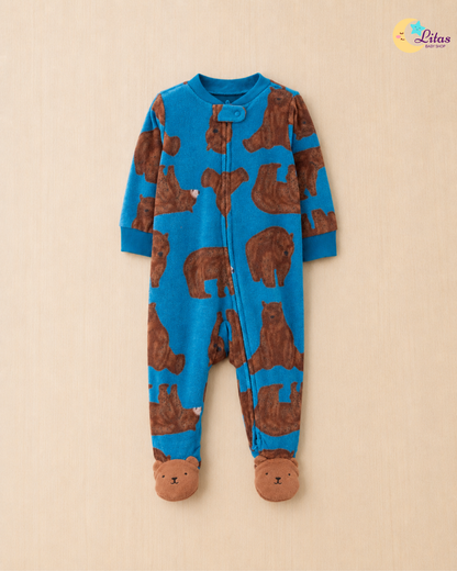 🐻 Original Carter’s Baby Boy Blue Fleece Sleeper Pajama – Bear