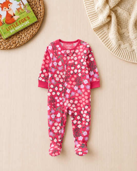 🌸Original Carter’s Baby Girl Pink Blossom Fleece Sleep & Play