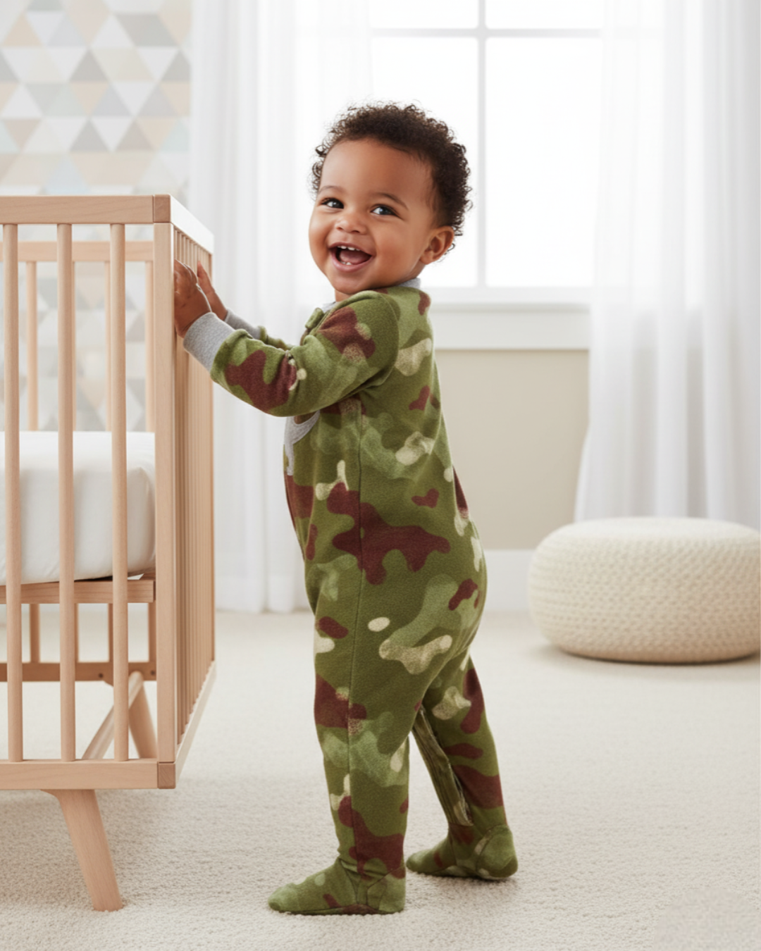 🦖 Carter’s Baby Boy Camo T-Rex Fleece Sleep & Play – Adventure Green