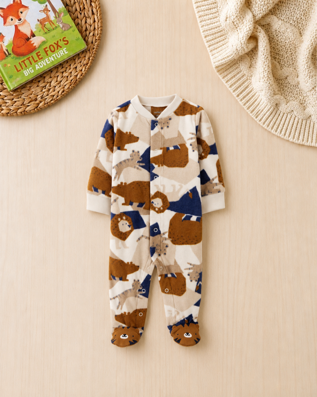🐯Original Carter's Baby Boy Jungle Animals Fleece Sleep & Play – Tiger Feet