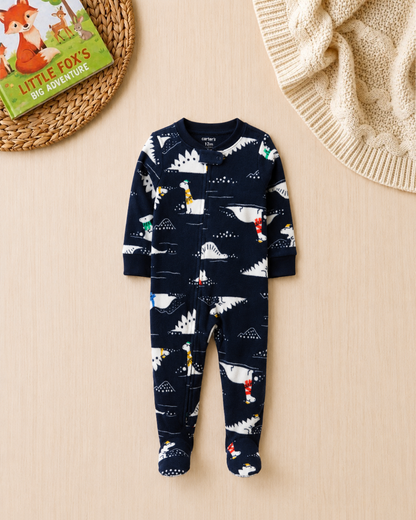 🦕Original Carter’s Baby Boy Navy Dinosaur Fleece Sleep & Play