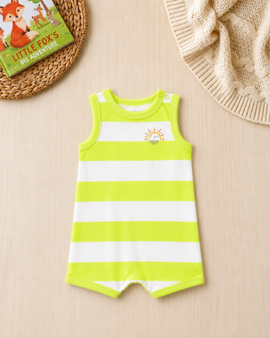 ☀️Original Carter's Baby Boy Neon Sun Romper – Bright Striped Summer Style