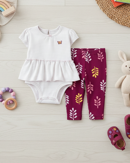 🦋 Carter’s Baby Girl 2-Piece "Butterfly Garden" Set – Lilac & Plum