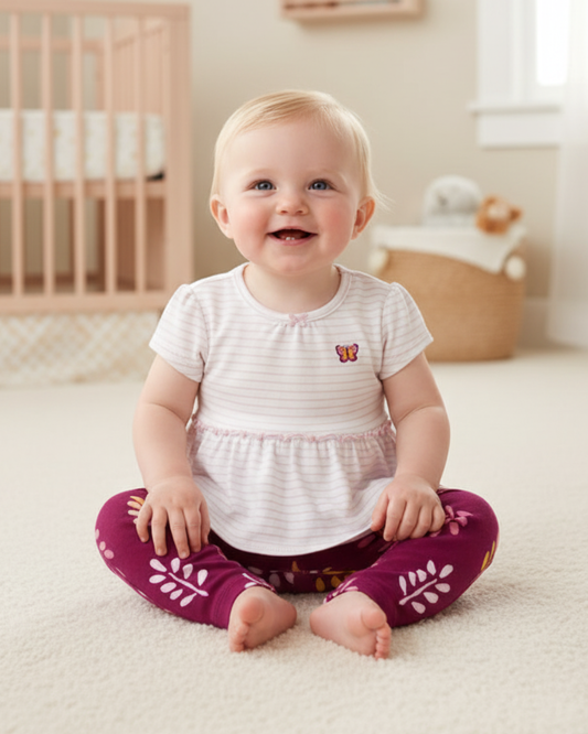 🦋 Carter’s Baby Girl 2-Piece "Butterfly Garden" Set – Lilac & Plum