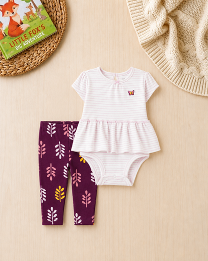 🦋Original Carter’s Baby Girl 2-Piece "Butterfly Garden" Set – Lilac & Plum