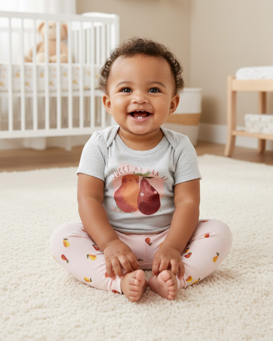 🍐 Carter’s Baby Girl 2-Piece "Sweet As Can Be" Set – Heather Grey & Soft Pink