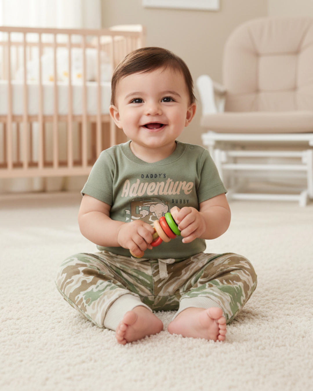 🐘 Carter’s Baby Boy 2-Piece "Adventure Buddy" Set – Sage & Camo