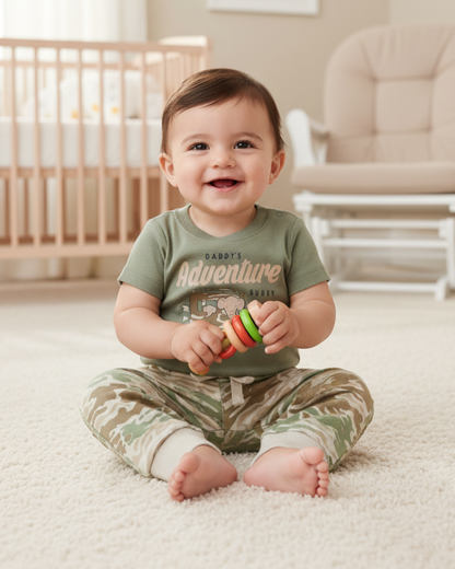 🐘 Carter’s Baby Boy 2-Piece "Adventure Buddy" Set – Sage & Camo