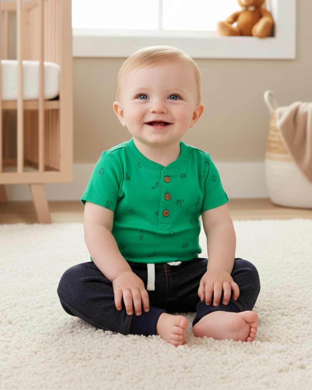 🌴 Carter’s Baby Boy 2-Piece "Jungle Vibes" Set – Kelly Green & Indigo