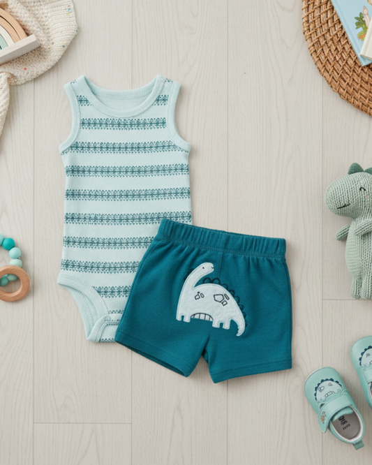 🦖 Carter’s Baby Boy 2-Piece "Dino Discovery" Set – Mint & Teal