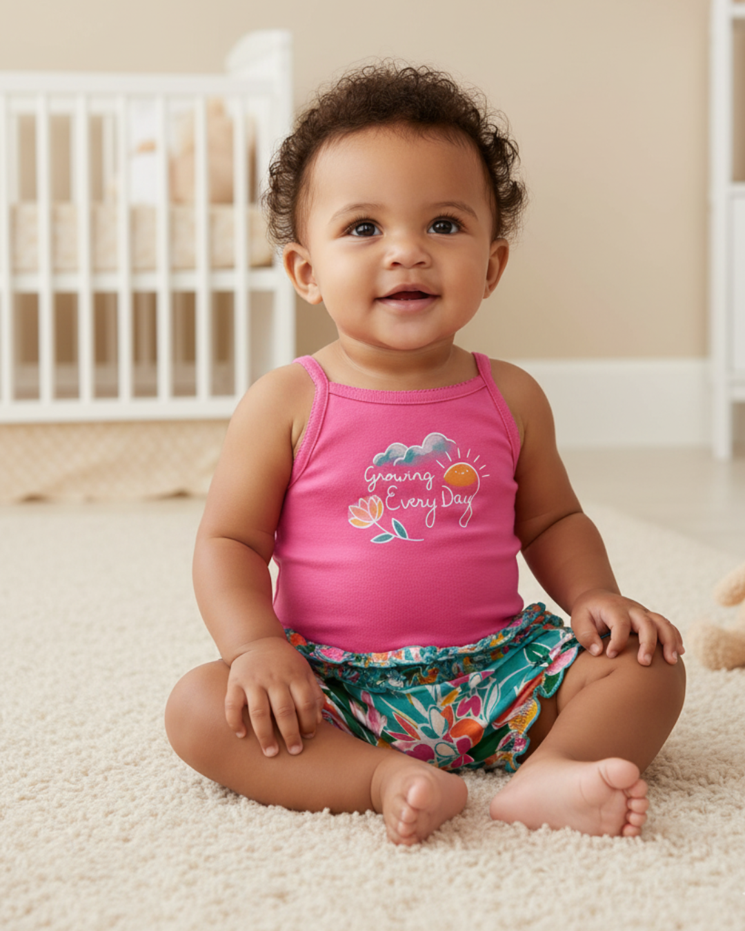 🌸 Carter’s Baby Girl 2-Piece "Growing Every Day" Set – Pink & Floral