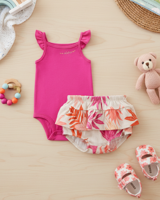 🌺 Carter’s Baby Girl 2-Piece "Tropical Aloha" Set – Magenta & Floral