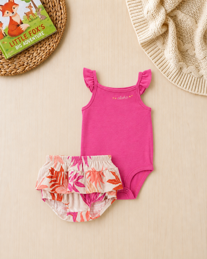 🌺Original Carter’s Baby Girl 2-Piece "Tropical Aloha" Set – Magenta & Floral