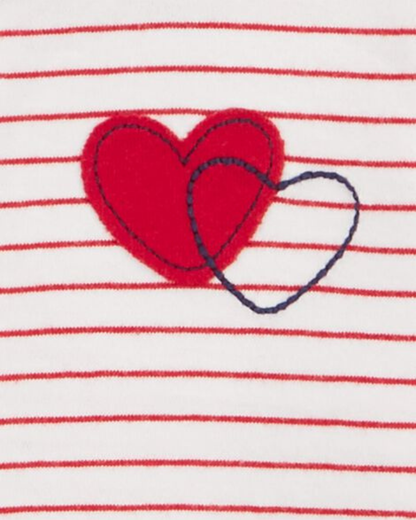 ❤️ Original Carter’s Baby Girl 2-Piece Long-Sleeve & Pant Set – Striped Heart