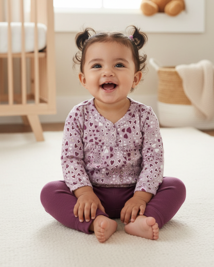 💜 Carter’s Baby Girl 2-Piece "Heart to Heart" Set – Plum & Lavender