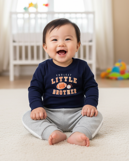 🏈 Carter’s Baby Boy 2-Piece "Coolest Little Brother" Set – Navy & Heather Grey
