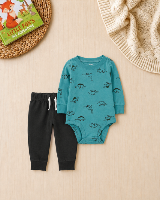 🦖Original Carter’s Baby Boy 2-Piece "Dino Discovery" Set – Teal & Black