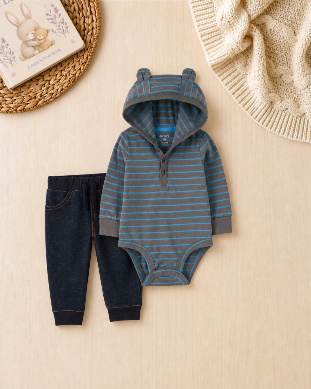🚜 Original Carter’s Baby Boy "Little Builder" 7-Piece Baby Bundle