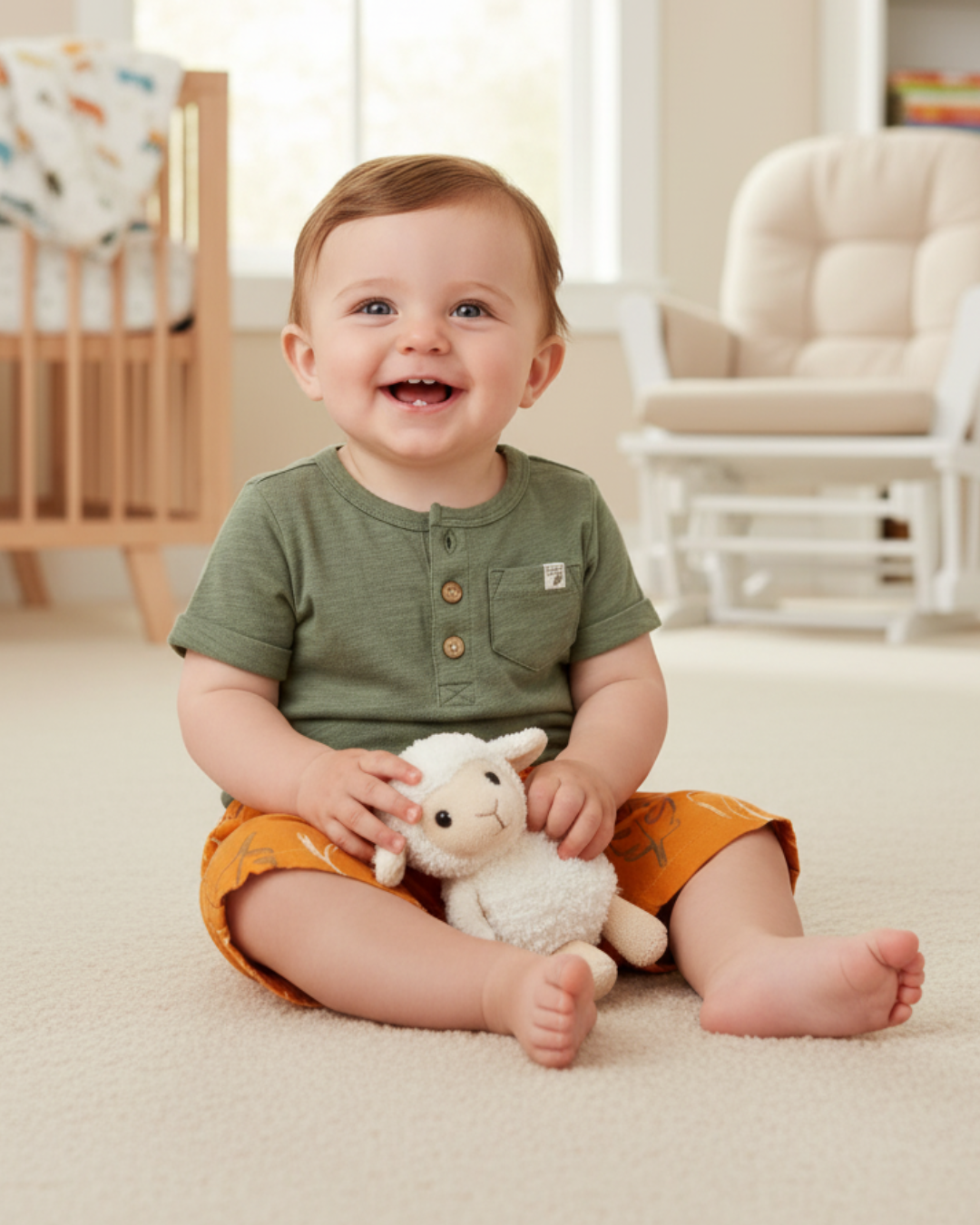 🌿 Carter’s Baby Boy 2-Piece "Botanical Explorer" Set – Olive & Mustard