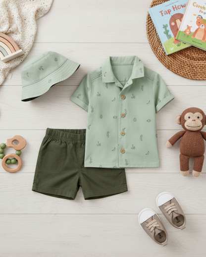 🌿 Carter’s Baby Boy 3-Piece "Safari Explorer" Set – Sage & Olive Green
