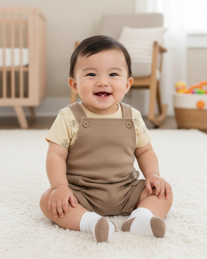 🦒 Carter’s Baby Boy 3-Piece "Safari Adventure" Overall Set – Toffee & Sand