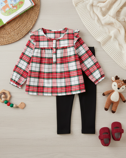 ❤️ Carter’s Baby Girl 2-Piece "Classic Tartan" Set – Red, Green & Black