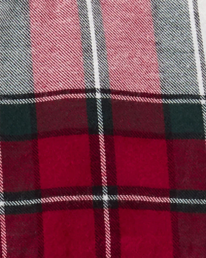 🍁 Original Carter’s Baby Girl 2-Piece Long-Sleeve Peplum Top & Pant Set – Cranberry Plaid