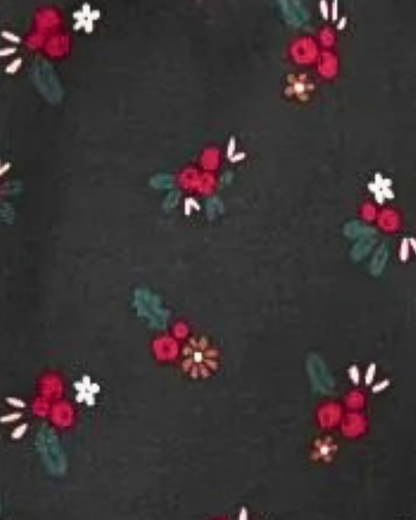 🍒 Original Carter’s Baby Girl 2-Piece Long-Sleeve Bodysuit & Floral Overalls Set – Berry Floral