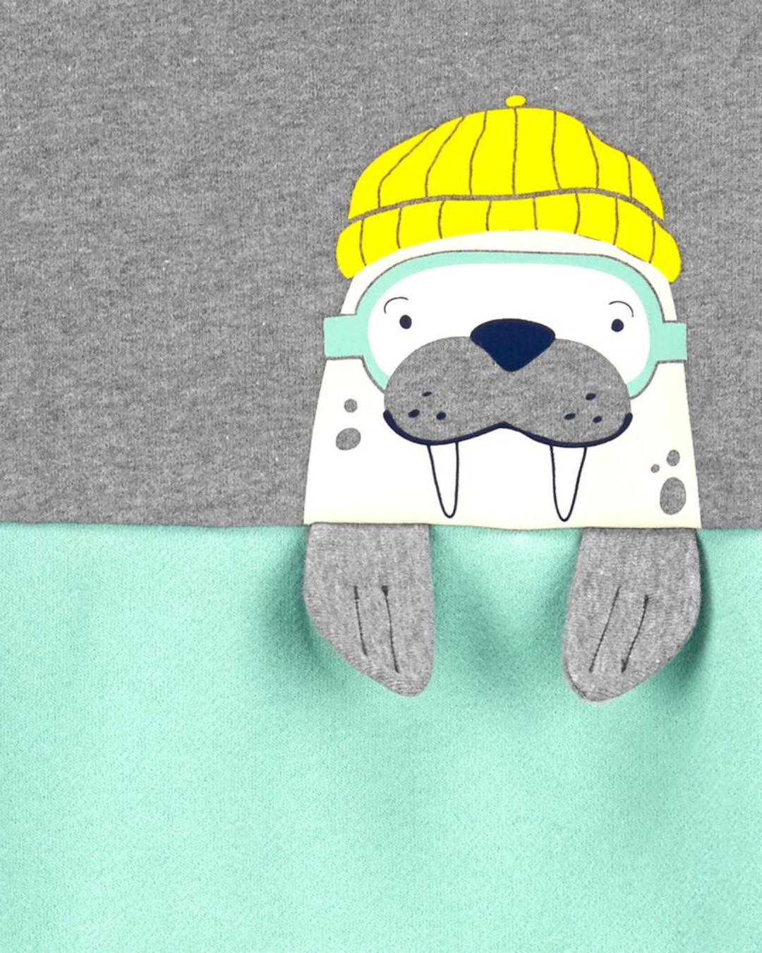 🦦Original Carter’s Baby Boy 2-Piece Long-Sleeve Sweatshirt & Pant Set – Walrus Grey & Mint