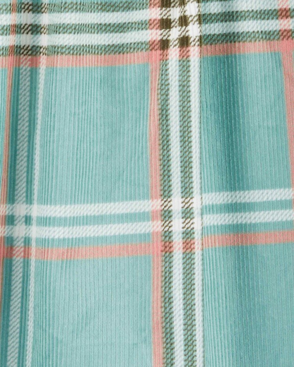👗 Original Carter’s Baby Girl 3-Piece Dress Set with Tights – Teal Plaid