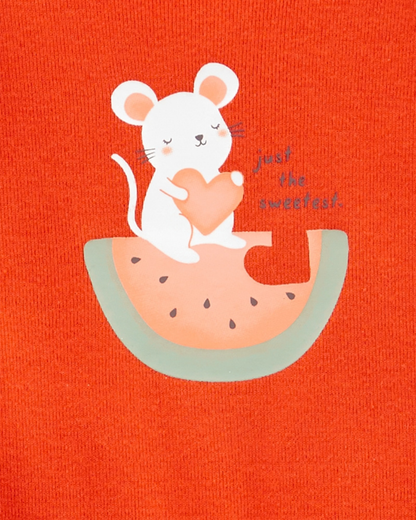 🍉 Carter’s Baby Girl 3-Piece Sleeveless & Short-Sleeve Bodysuits & Leggings Set – Watermelon